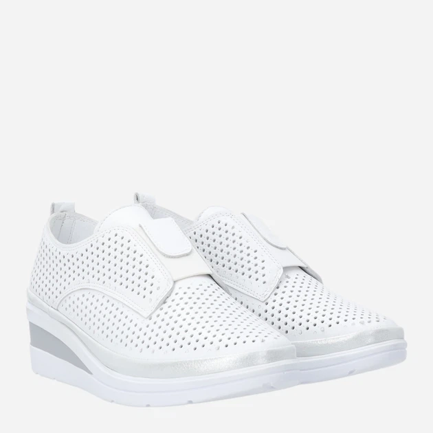 Półbuty damskie na koturnie skórzane Venezia S085LEWHOSP007 38 (5UK) 24.4 cm Białe (5906140644379) - obraz 4