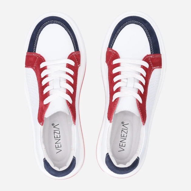 Sneakersy damskie skórzane do kostki na platformie Venezia S092LEMUOSP007 37 (4UK) 24 cm Białe (5906140644836) - obraz 5
