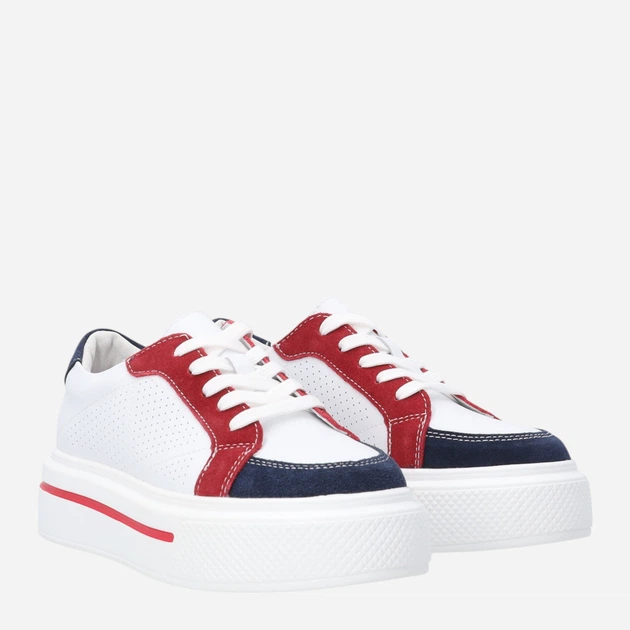 Sneakersy damskie skórzane do kostki na platformie Venezia S092LEMUOSP007 39 (6UK) 25 cm Białe (5906140644850) - obraz 4