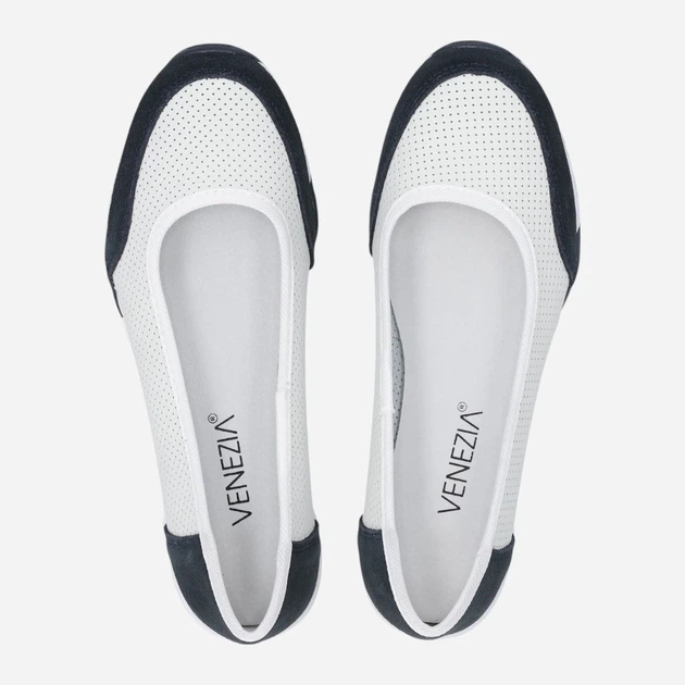 Жіночі балетки зі шкіри Venezia S140LEWNOBA007 39 (6UK) 25 см Білі (5906140646649) - зображення 5