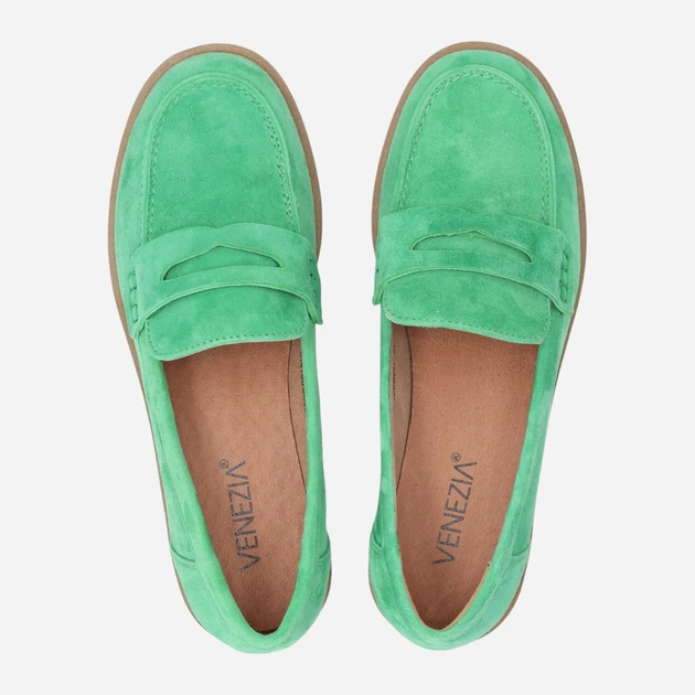 Жіночі лофери зі шкіри Venezia S141SUGROBM007 38 (5UK) 24.4 см Зелені (5906140646816) - зображення 5