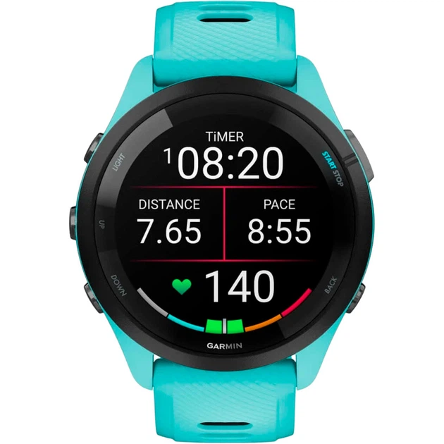 Смарт-часы Garmin Forerunner 265 Black Bezel with Aqua Case and Aqua/Black Silicone Band (010-02810-02) [89365] - изображение 2