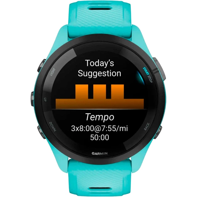 Смарт-часы Garmin Forerunner 265 Black Bezel with Aqua Case and Aqua/Black Silicone Band (010-02810-02) [89365] - изображение 4