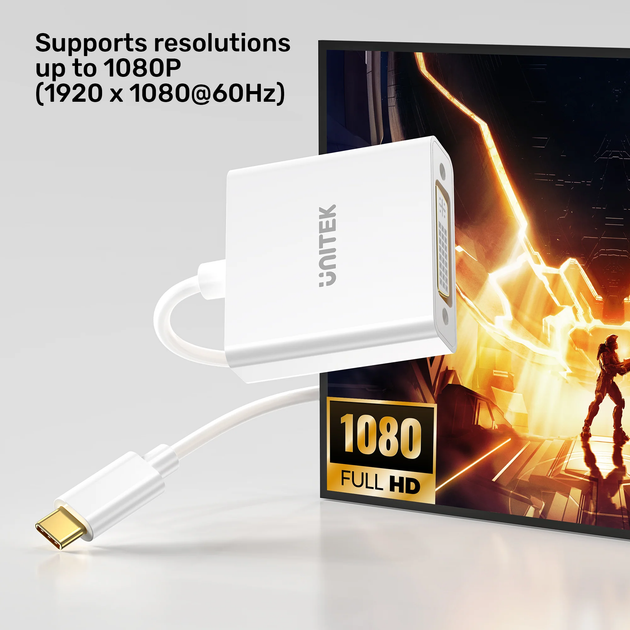 Adapter Unitek USB-C to DVI White (V1429A01) - obraz 10
