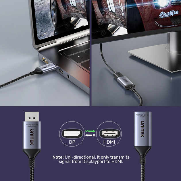 Адаптер Unitek 8K DisplayPort to HDMI Space Grey (V1611A01) - зображення 9