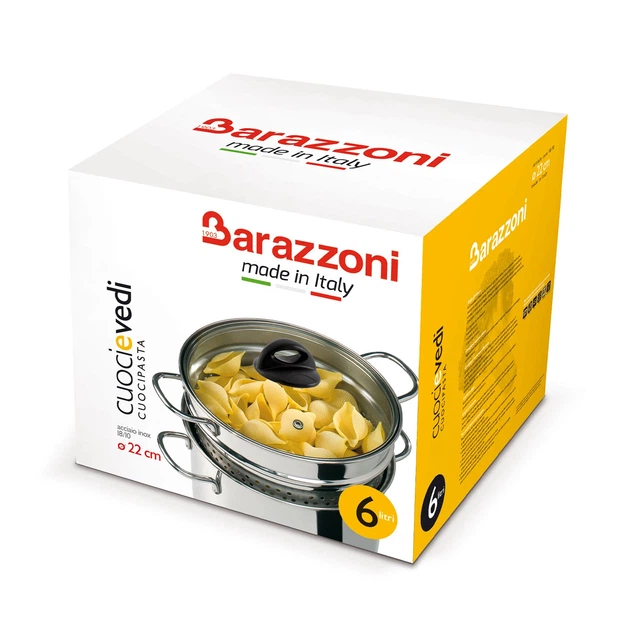 Кастрюля для пасты Barazzoni Cuoci e Vedi с крышкой без термодиффузора 22 см 6 л (419048022) - изображение 3