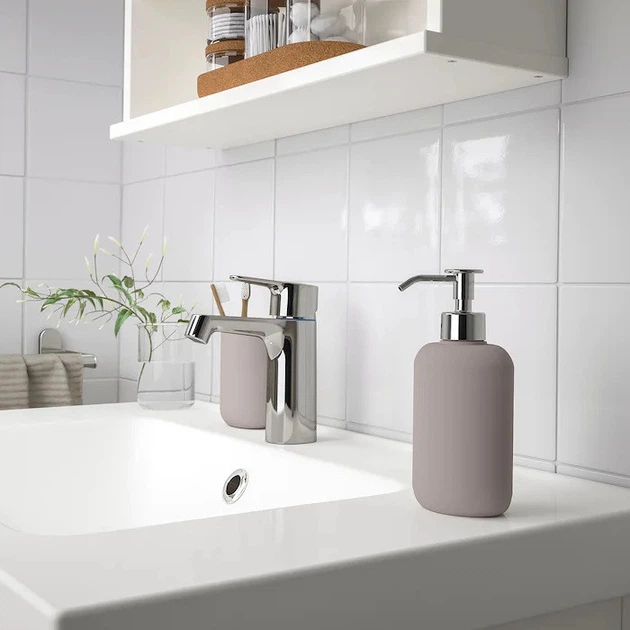 Керамический дозатор для жидкого мыла IKEA EKOLN бежевый диспенсер для мыла 300 мл каменная керамика - изображение 4