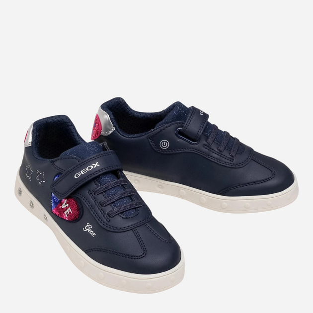 Sneakersy dziecięce dla dziewczynki świecące Geox J158WI000BC-C4002 30 Granatowe (8050036053824) - obraz 3