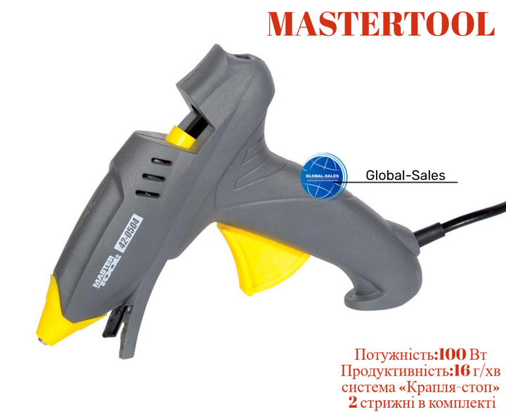 Пістолет клейовий Mastertool 100 Вт 11.2 мм (42-0504) - Фото 1 Пістолет клейовий Mastertool 100 Вт 11.2 мм (42-0504) - зображення 1