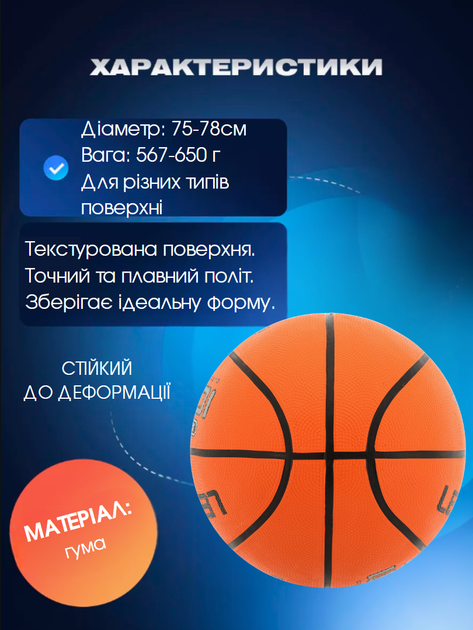 М'яч баскетбольний гумовий №7 Legend BR2710 1000 Outdoor-Indoor (гума, бутил, помаранчевий) - Фото 2 М'яч баскетбольний гумовий №7 Legend BR2710 1000 Outdoor-Indoor (гума, бутил, помаранчевий) - изображение 2