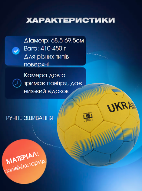 М'яч футбольний BALLONSTAR UKRAINE FB-8556 №5 PU - зображення 2