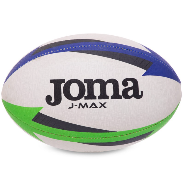 М'яч для регбі ручне зшивання Joma J-MAX 400680-217 (гума, поліестер, бавовна, №4, біло-синьо-зелений) - Фото 3 М'яч для регбі ручне зшивання Joma J-MAX 400680-217 (гума, поліестер, бавовна, №4, біло-синьо-зелений) - изображение 3