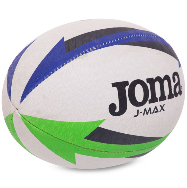 М'яч для регбі ручне зшивання Joma J-MAX 400680-217 (гума, поліестер, бавовна, №4, біло-синьо-зелений) - Фото 4 М'яч для регбі ручне зшивання Joma J-MAX 400680-217 (гума, поліестер, бавовна, №4, біло-синьо-зелений) - изображение 4