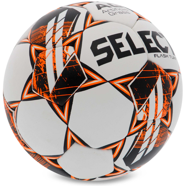 М'яч футбольний PU ручне зшивання №4 SELECT FLASH TURF FIFA BASIC V23 FLASH-TURF-WOR (№4, біло-помаранчевий) - Фото 4 М'яч футбольний PU ручне зшивання №4 SELECT FLASH TURF FIFA BASIC V23 FLASH-TURF-WOR (№4, біло-помаранчевий) - изображение 4