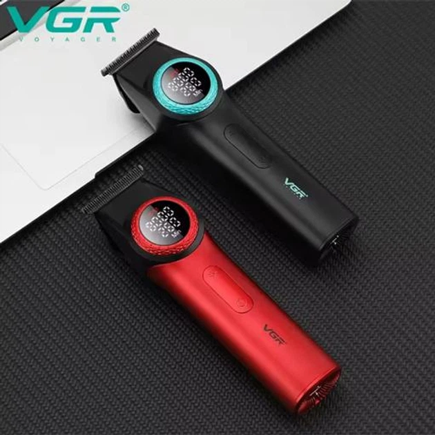 Аккумуляторный триммер для стрижки бороды и усов с USB и LED-дисплеем VGR V-977 Pro Черный + Масло - изображение 8