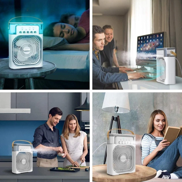 Портативный мини-кондиционер Air Cooler Fun, настольный вентилятор с увлажнителем воздуха Белый ACF-9090-White - Фото 3 Портативный мини-кондиционер Air Cooler Fun, настольный вентилятор с увлажнителем воздуха Белый ACF-9090-White - изображение 3