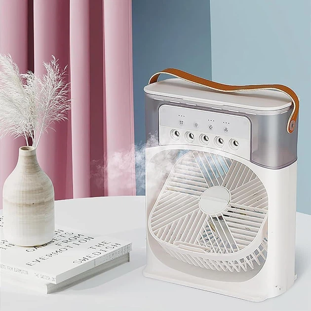 Портативный мини-кондиционер Air Cooler Fun, настольный вентилятор с увлажнителем воздуха Белый ACF-9090-White - Фото 5 Портативный мини-кондиционер Air Cooler Fun, настольный вентилятор с увлажнителем воздуха Белый ACF-9090-White - изображение 5