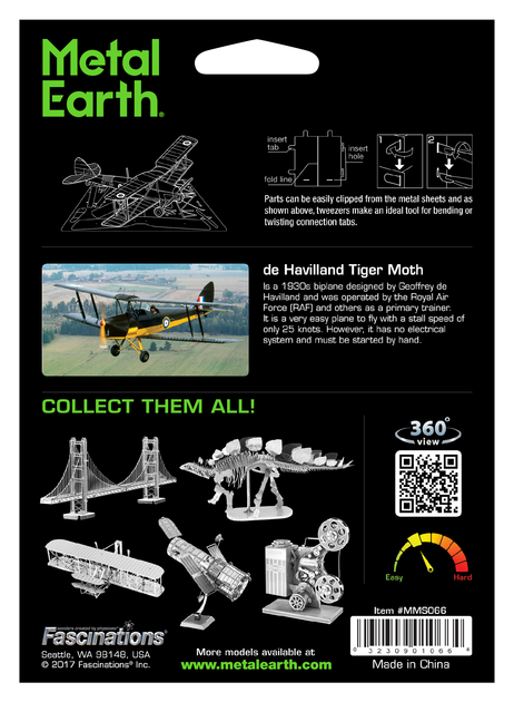Металевий 3D конструктор "Біплан Tiger Moth", Metal Earth, MMS066 - Фото 8 Металевий 3D конструктор "Біплан Tiger Moth", Metal Earth, MMS066 - зображення 8