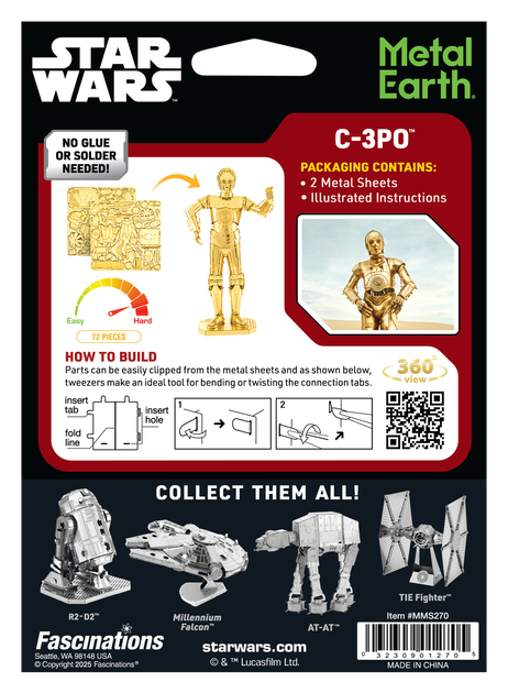 Металлический 3D конструктор "Дроид Star Wars Gold C-3PO", Metal Earth, MMS270 - Фото 8 Металлический 3D конструктор "Дроид Star Wars Gold C-3PO", Metal Earth, MMS270 - изображение 8