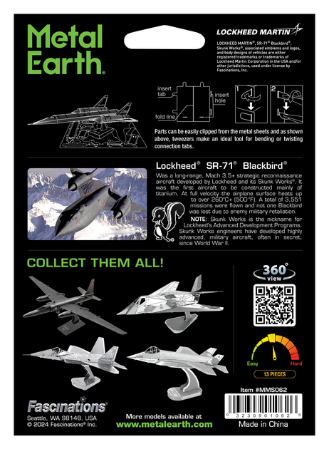 Металлический 3D конструктор "Самолет SR71 Blackbird", Metal Earth, MMS062 - изображение 8