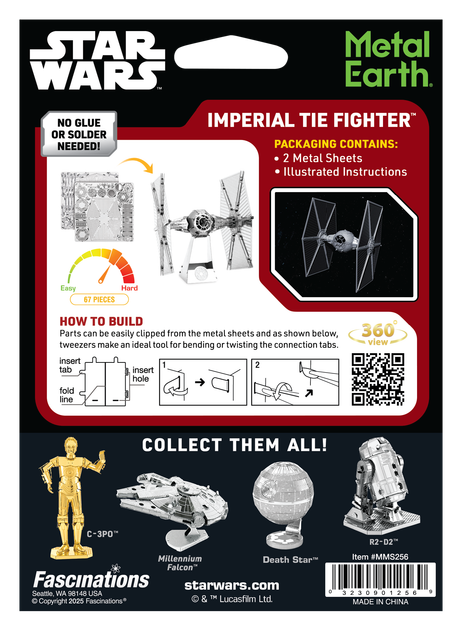 Металлический 3D конструктор "Star Wars TIE Fighter", Metal Earth, MMS256 - Фото 8 Металлический 3D конструктор "Star Wars TIE Fighter", Metal Earth, MMS256 - изображение 8