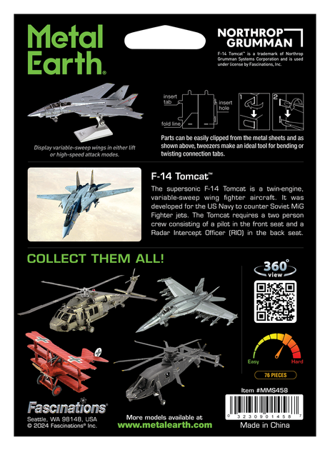 Металлический 3D конструктор "Истребитель F-14 Tomcat", Metal Earth, MMS458 - изображение 8