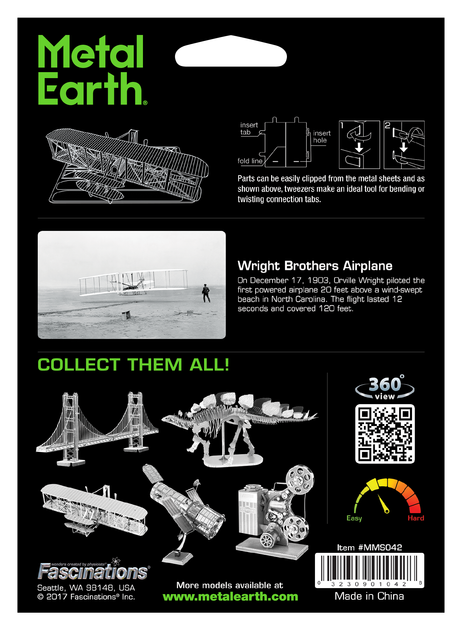 Металлический 3D конструктор "Самолет Wright Brothers Airplane", Metal Earth, MMS042 - изображение 8