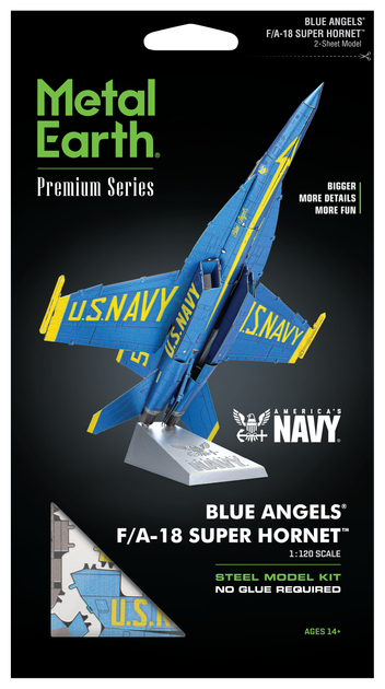 Металевий 3D конструктор "Винищувач F/A-18 Super Hornet Blue Angels", Metal Earth, ICX212 - зображення 7