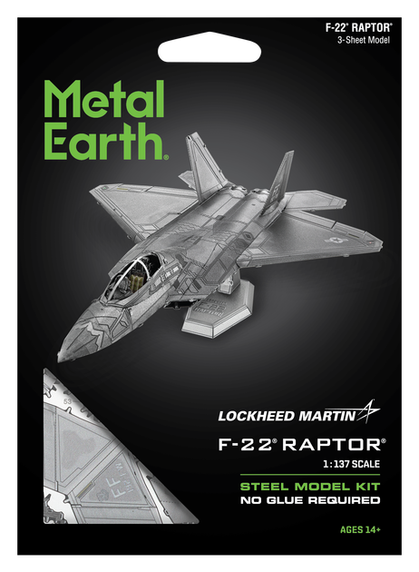 Металевий 3D конструктор "Американський винищувач F-22 Raptor" - Фото 7 Металевий 3D конструктор "Американський винищувач F-22 Raptor" - зображення 7