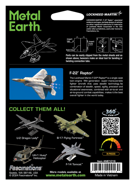 Металевий 3D конструктор "Американський винищувач F-22 Raptor" - Фото 8 Металевий 3D конструктор "Американський винищувач F-22 Raptor" - зображення 8