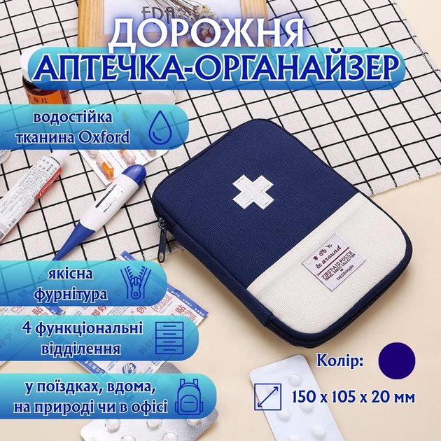 Дорожня аптечка-органайзер MedicBag, синя - зображення 1