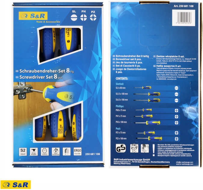Набор отверток S&R PH-PZ S2 8 шт (250681108) - Фото 11 Набор отверток S&R PH-PZ S2 8 шт (250681108) - изображение 11