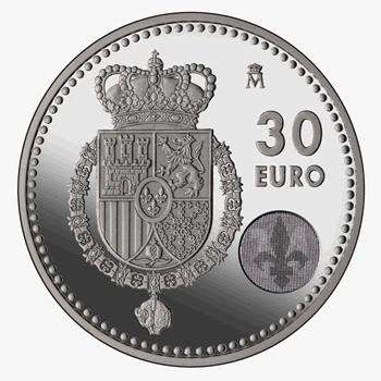 Монета Испания 30 евро 2013 Серебро UNC 75 лет Королю Хуан Карлосу I (Ag 925, 18 грамм) - Фото 3 Монета Испания 30 евро 2013 Серебро UNC 75 лет Королю Хуан Карлосу I (Ag 925, 18 грамм) - изображение 3