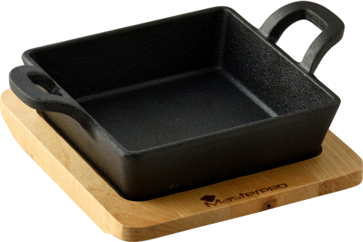 Чавунна мініформа з серверовочною дошкою MasterPro Foodies cook&share 12.6x18.5 см (BGMP-3805-EM) - зображення 1