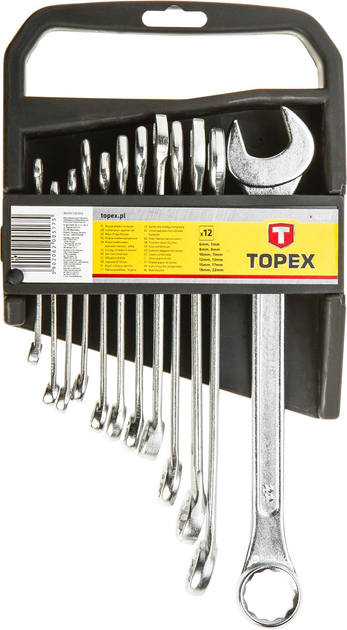 Zestaw kluczy płasko-oczkowych TOPEX 6-22 mm 12 szt. 35D375 (5902062005175)   - obraz 1