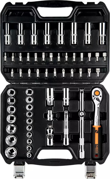 Набор инструментов NEO Tools 1/2" CrV 58 шт 10-042 (5907558466072) - зображення 2