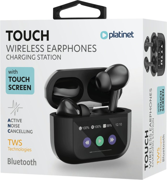 Słuchawki bezprzewodowe Platinet TWS Earphones Touch Display ANC Black (PM1005B) - obraz 5
