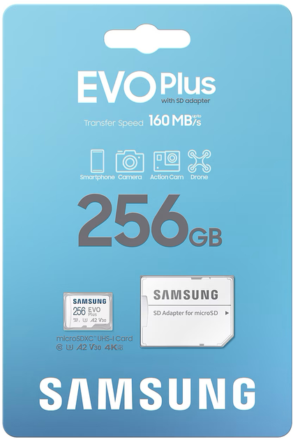 Karta pamięci Samsung EVO Plus 2024 microSDXC 256GB Class 10 UHS-I U3 V30 A2 + adapter SD (MB-MC256SA/EU) - obraz 6