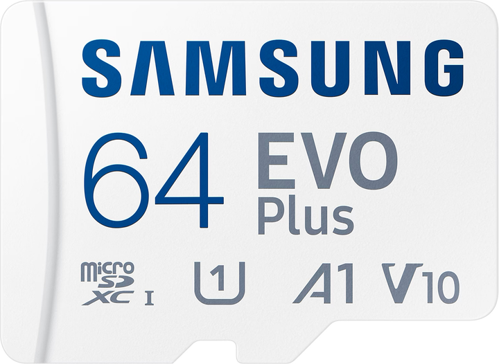 Карта памяти Samsung EVO Plus 2024 microSDXC 64GB Class 10 UHS-I U1 V10 A1 + SD адаптер (MB-MC64SA/EU) - изображение 1