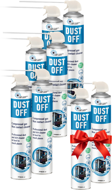 Набір безконтактний очищувач стиснене повітря HTA Dust Off 750 мл 6+2 (HTA20104) - зображення 1