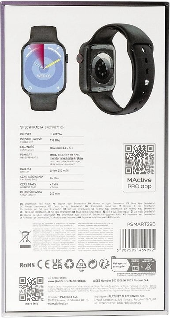 Smartwatch Platinet 2.06" Bluetooth NFC Black (PSMART29B) - obraz 10