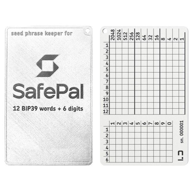 Мнемонический планшет Lapua Dev Seed phrase keeper 12 BIP39 + 6 PIN for Safepal (LS12+6pinBIP39) - изображение 1