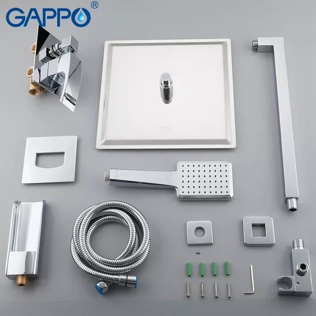Вбудована душова система GAPPO G7107-20, вилив - перемикач на лійку, 3-функції, хром - изображение 7