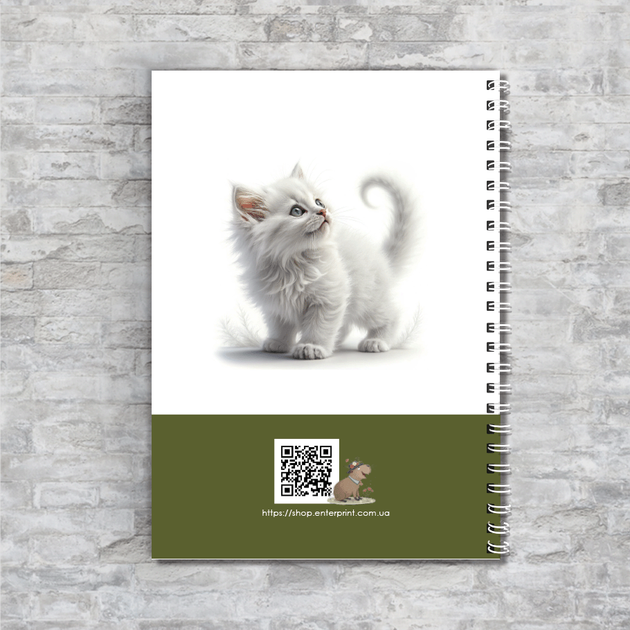 Блокнот Котик А5 на пружині 50 чистих аркушів папір 80 г/м² ENTERSTORE (art. NTB-2549-CATA5) - зображення 2