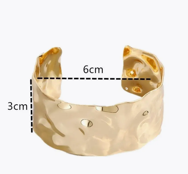 Браслет жіночий Fashion Jewelry широкий металевий карбування об'ємний золотистий (SVS) - Фото 3 Браслет жіночий Fashion Jewelry широкий металевий карбування об'ємний золотистий (SVS) - зображення 3