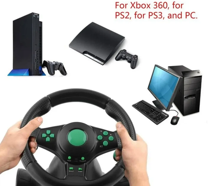 Ігровий мультимедійний універсальний кермо 3в1 PS3/PS2/PC Usb з педалями газу та гальма Геймерське кермо - зображення 5