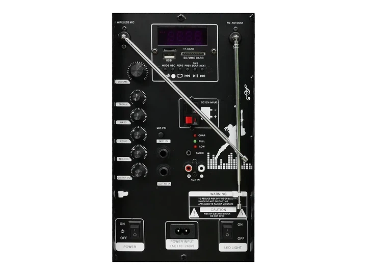 Акустическая переносная колонка ZXX 60Вт 12 дюймов TWS FM USB Bluetooth LED 2 микрофона - изображение 3