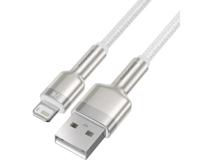 Кабель BASEUS USB Cable to Lightning Cafule Metal 2.4A 1m White (CALJK-A02) - зображення 2