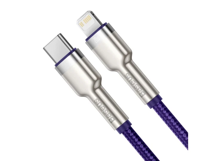 Кабель BASEUS Cafule Metal Type-C to Lightning PD 20W 2m Purple (CATLJK-B05) - изображение 2
