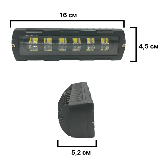 Дополнительная светодиодная LED лед фара 18W на 6 линз с чёткой СТГ с функцией ближнего дальнего света (1шт) - изображение 2
